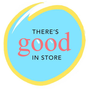 Good in Store logo on blue background with the word good highlighted with reflection